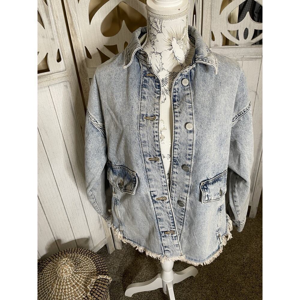 New! AllSaints Hettie Shacket Womens Denim Button Jean Jacket Oversized US 4